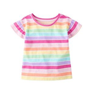 The Children’s Place‎ Girls Rainbow Striped Flutter Top Size XL 14